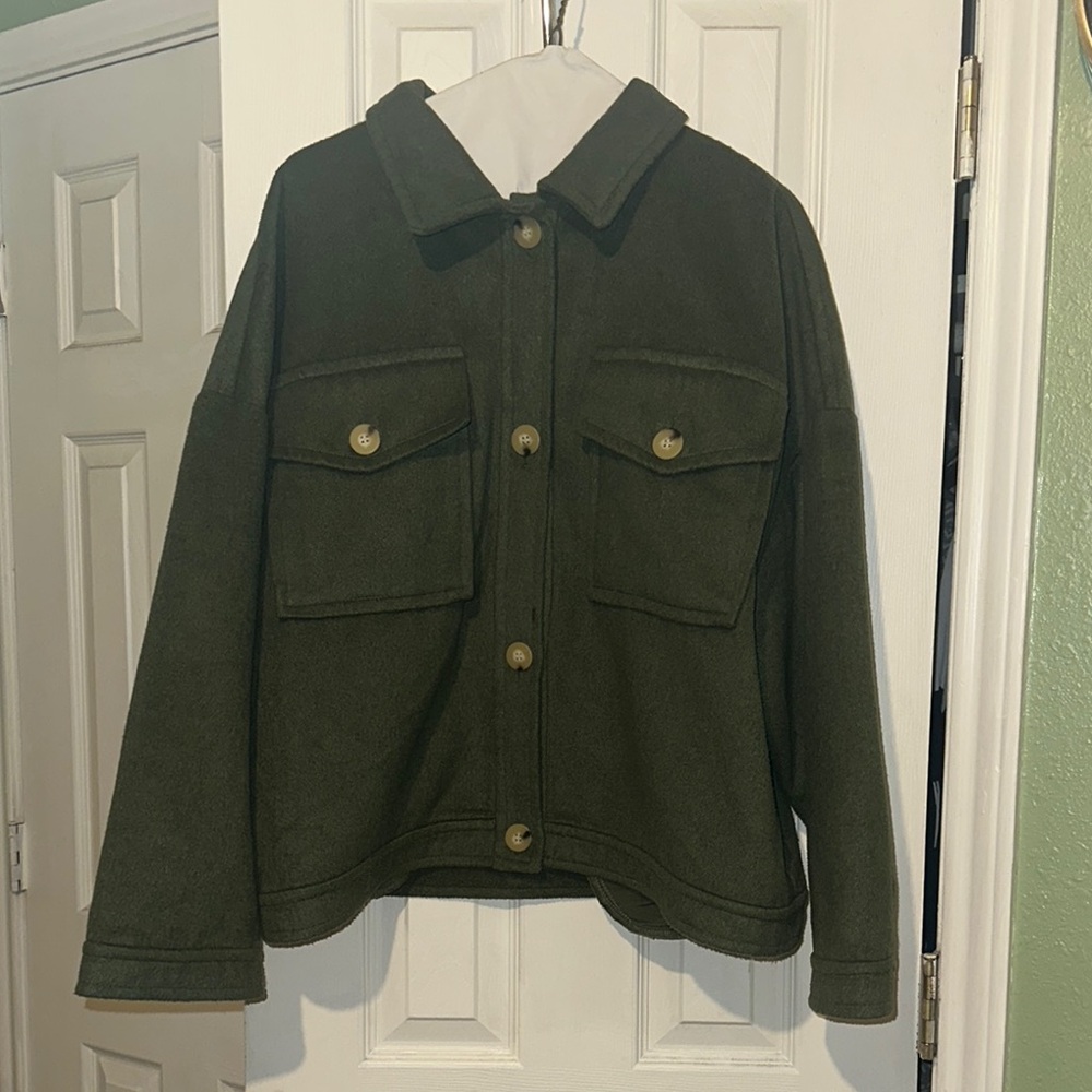 Time and Tru Olive Bomber Jacket